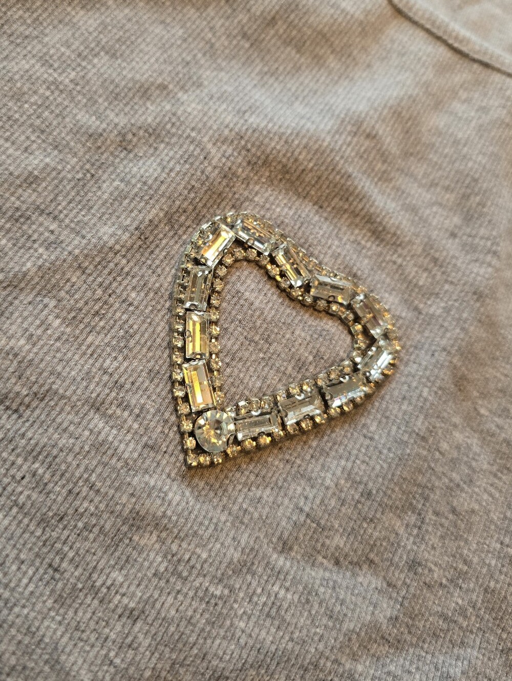 L/C Lizette Collection Women's XL Tank Top Gray with Rhinestone Heart